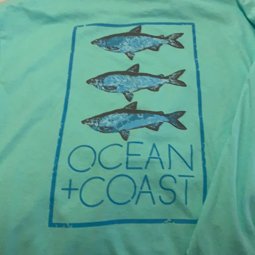 Teal green long sleeve fishing shirt